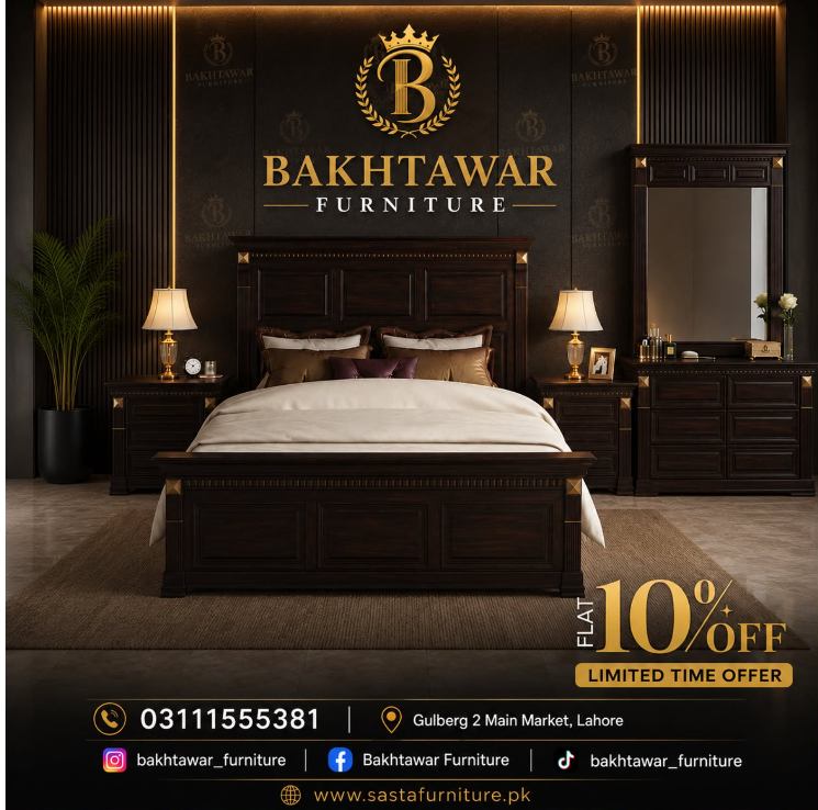 Bakhtawar Regal Bedroom Set – Dark Espresso Finish