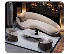 Sculpted Elegance in a  Soft-Toned Lounge