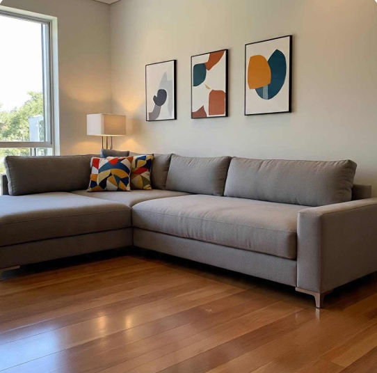 Geometric Charm in a  Contemporary Living Room